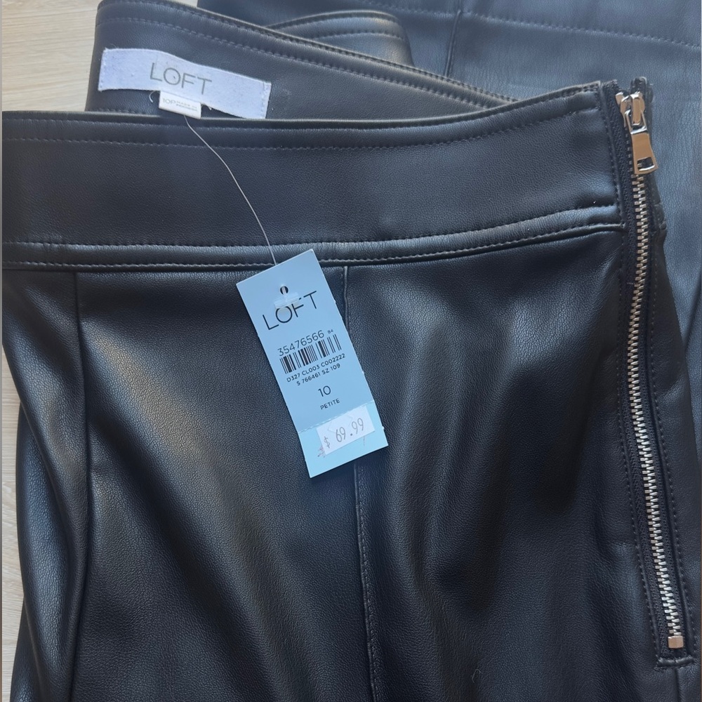 LOFT Black Faux Leather Pants - Picture 3 of 5